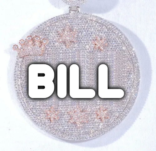 CUSTOM LETTER NECKLACE 3D BIG CROWN DISC sold by The GUU Shop