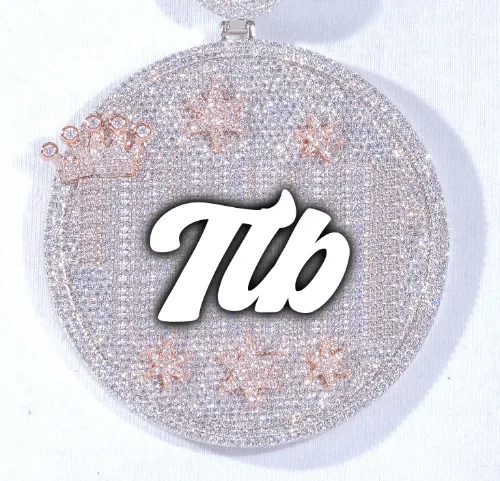 CUSTOM LETTER NECKLACE 3D BIG CROWN DISC sold by The GUU Shop