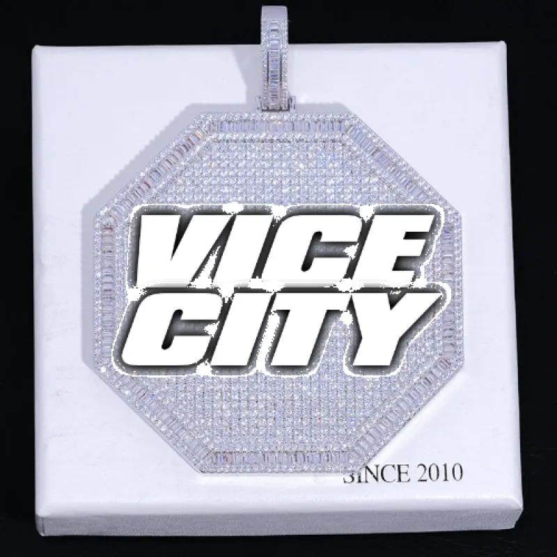 CUSTOM LETTER NECKLACE 3D BIG OCTAGON made by The GUU Shop