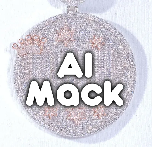 CUSTOM LETTER NECKLACE 3D BIG CROWN DISC sold by The GUU Shop