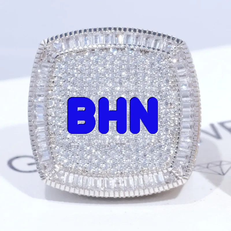 CUSTOM LETTER 3D ICED RING made by The GUU Shop