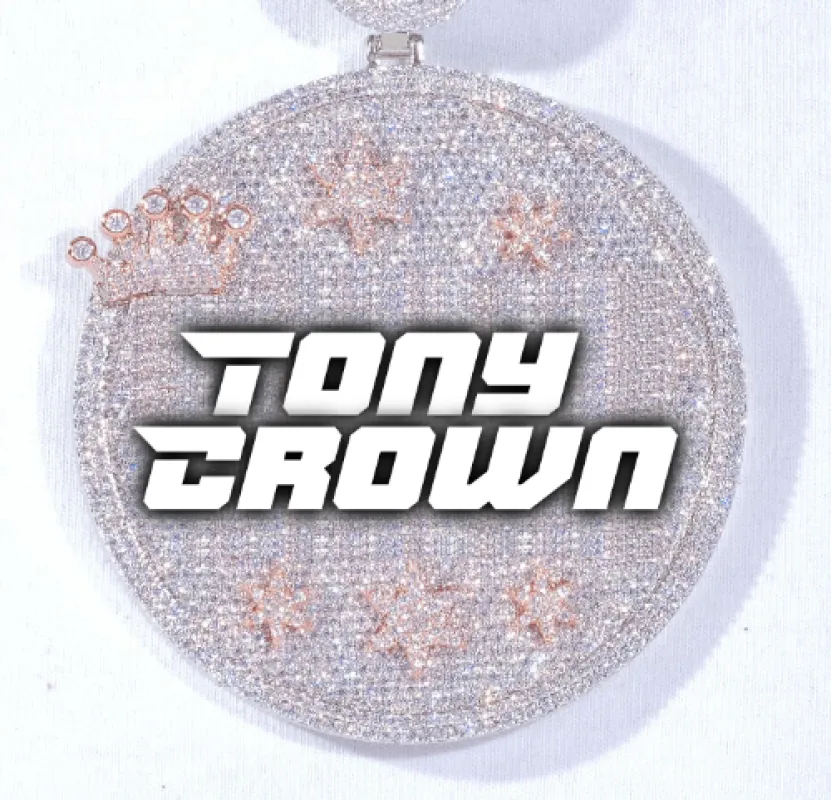CUSTOM LETTER NECKLACE 3D BIG CROWN DISC made by The GUU Shop