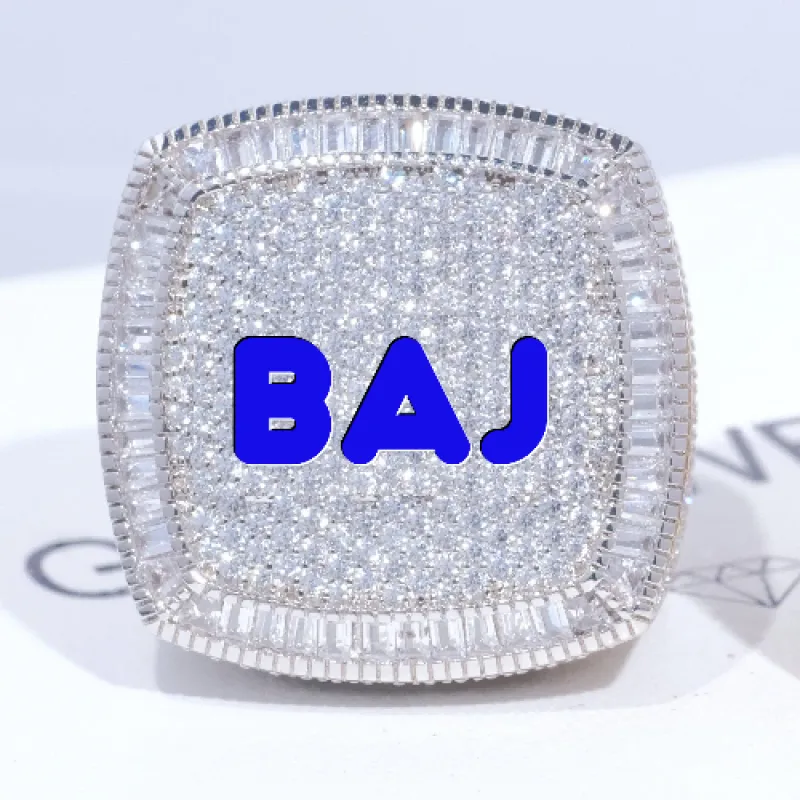 CUSTOM LETTER 3D ICED RING made by The GUU Shop