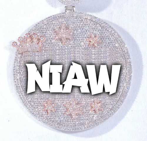 CUSTOM LETTER NECKLACE 3D BIG CROWN DISC sold by The GUU Shop