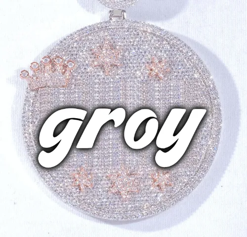CUSTOM LETTER NECKLACE 3D BIG CROWN DISC sold by The GUU Shop