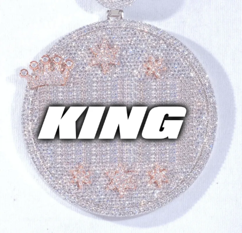 CUSTOM LETTER NECKLACE 3D BIG CROWN DISC made by The GUU Shop