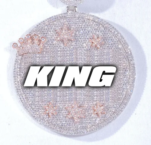 CUSTOM LETTER NECKLACE 3D BIG CROWN DISC sold by The GUU Shop