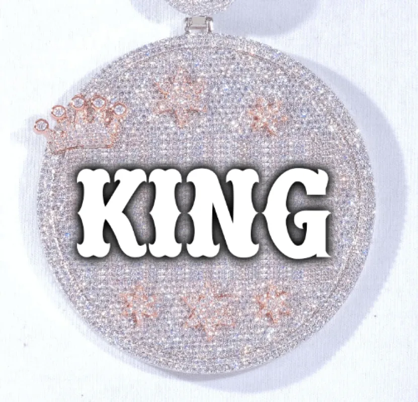 CUSTOM LETTER NECKLACE 3D BIG CROWN DISC made by The GUU Shop