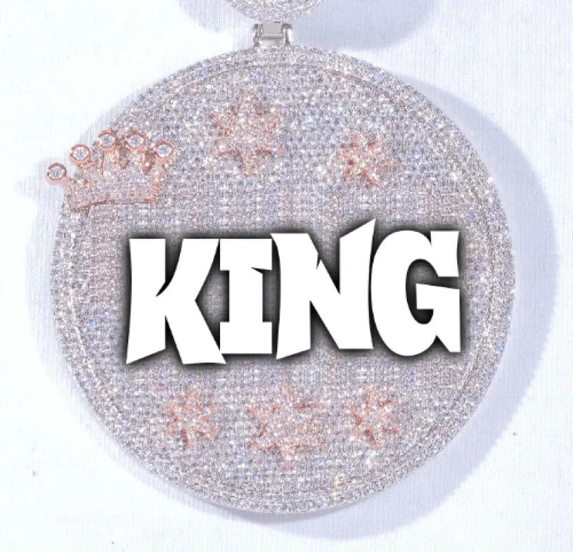 CUSTOM LETTER NECKLACE 3D BIG CROWN DISC made by The GUU Shop