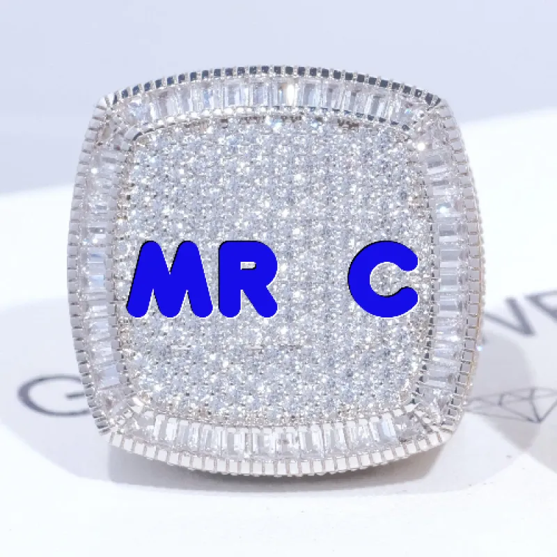 CUSTOM LETTER 3D ICED RING made by The GUU Shop