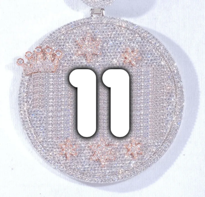 CUSTOM LETTER NECKLACE 3D BIG CROWN DISC made by The GUU Shop
