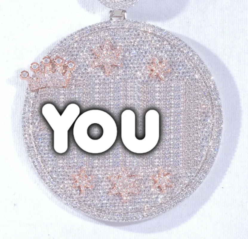 CUSTOM LETTER NECKLACE 3D BIG CROWN DISC made by The GUU Shop