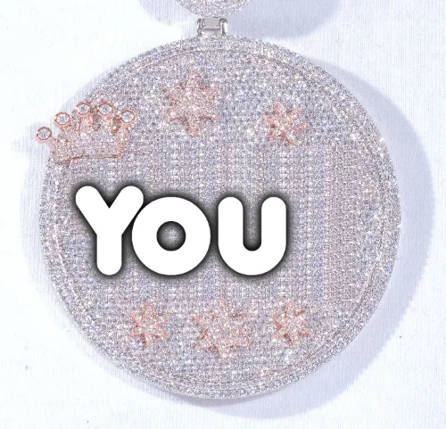 CUSTOM LETTER NECKLACE 3D BIG CROWN DISC sold by The GUU Shop