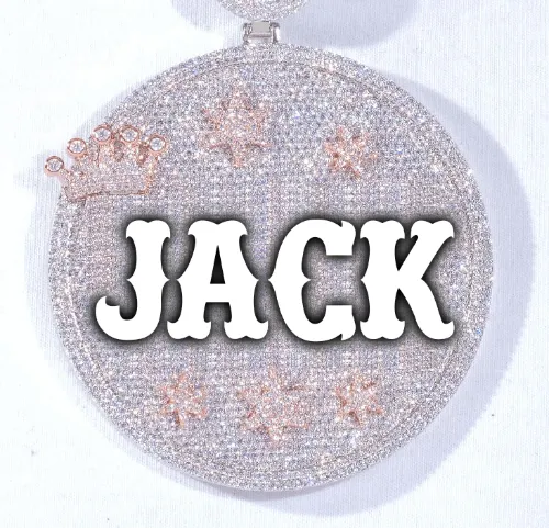 CUSTOM LETTER NECKLACE 3D BIG CROWN DISC sold by The GUU Shop