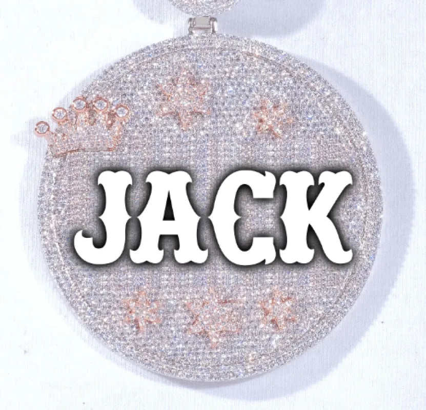 CUSTOM LETTER NECKLACE 3D BIG CROWN DISC made by The GUU Shop
