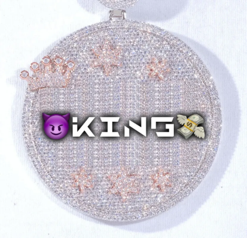CUSTOM LETTER NECKLACE 3D BIG CROWN DISC made by The GUU Shop