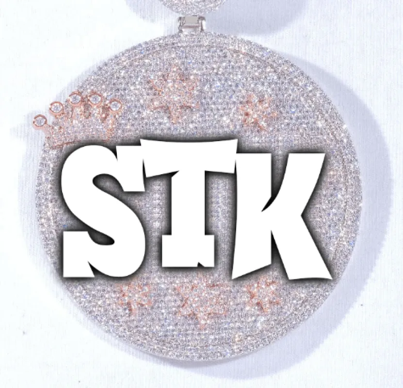 CUSTOM LETTER NECKLACE 3D BIG CROWN DISC made by The GUU Shop