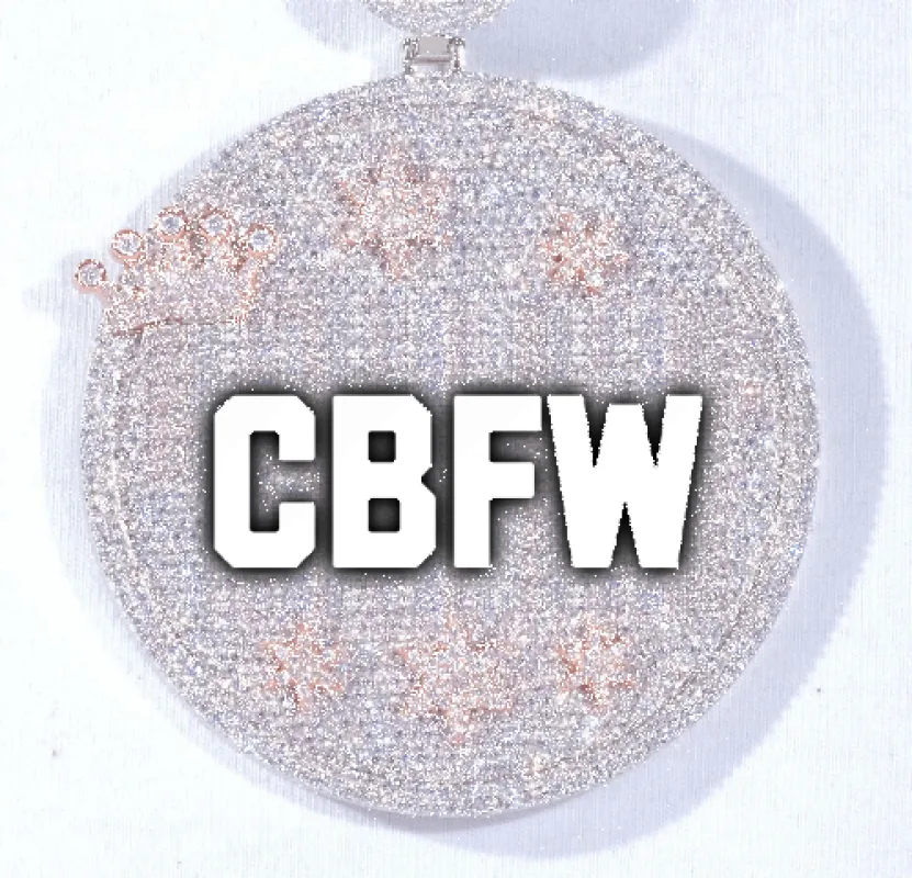 CUSTOM LETTER NECKLACE 3D BIG CROWN DISC made by The GUU Shop
