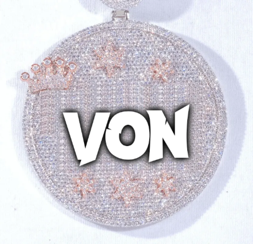 CUSTOM LETTER NECKLACE 3D BIG CROWN DISC made by The GUU Shop