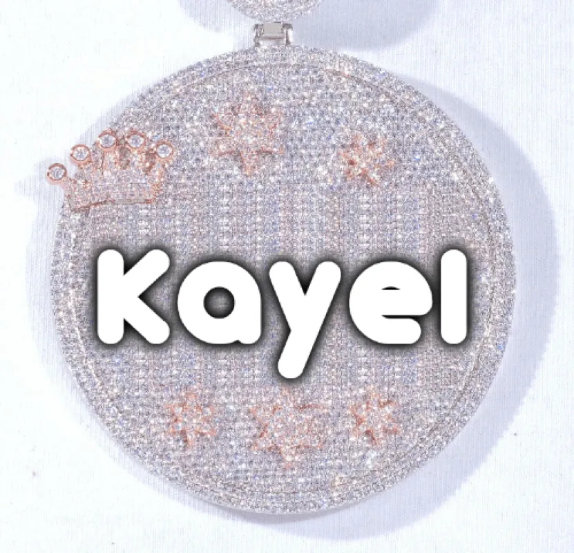 CUSTOM LETTER NECKLACE 3D BIG CROWN DISC made by The GUU Shop