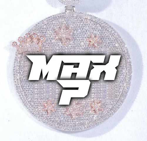 CUSTOM LETTER NECKLACE 3D BIG CROWN DISC sold by The GUU Shop