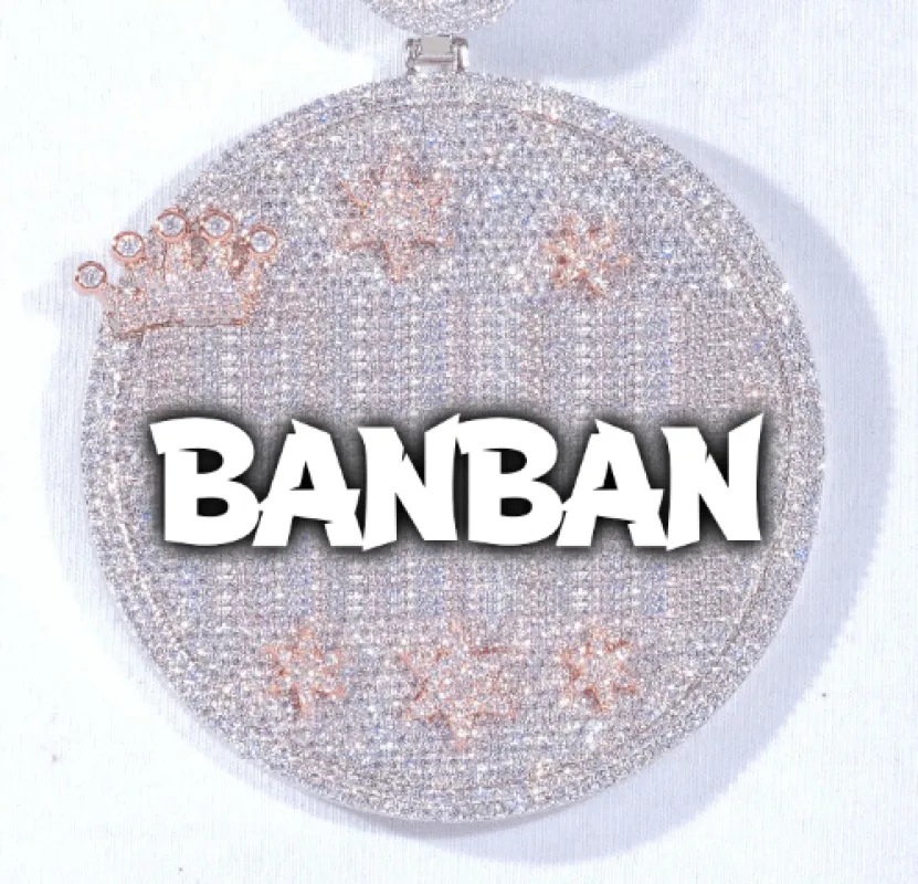CUSTOM LETTER NECKLACE 3D BIG CROWN DISC made by The GUU Shop