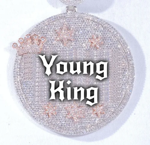 CUSTOM LETTER NECKLACE 3D BIG CROWN DISC sold by The GUU Shop