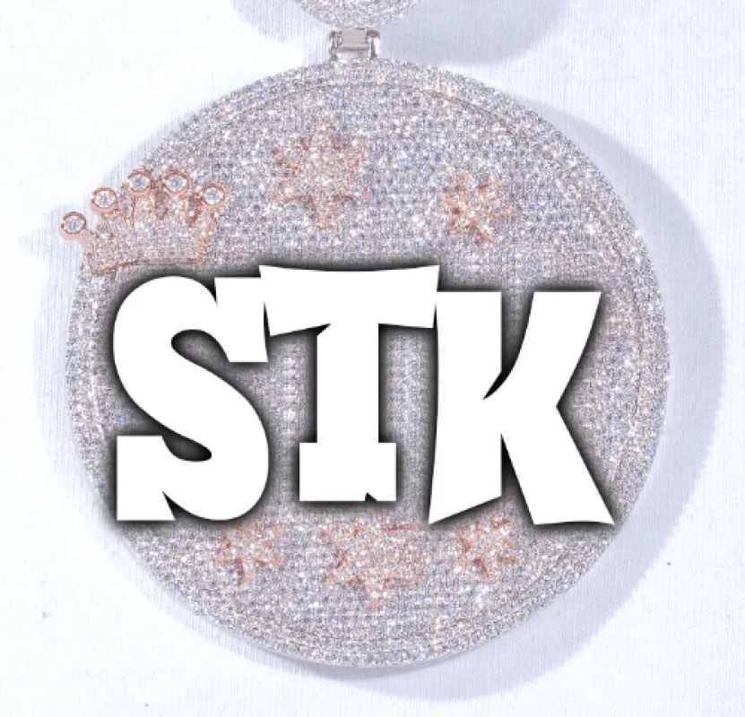 CUSTOM LETTER NECKLACE 3D BIG CROWN DISC made by The GUU Shop