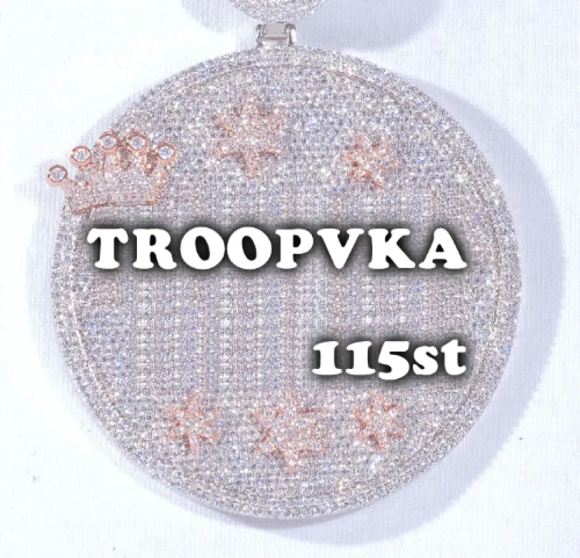 CUSTOM LETTER NECKLACE 3D BIG CROWN DISC made by The GUU Shop
