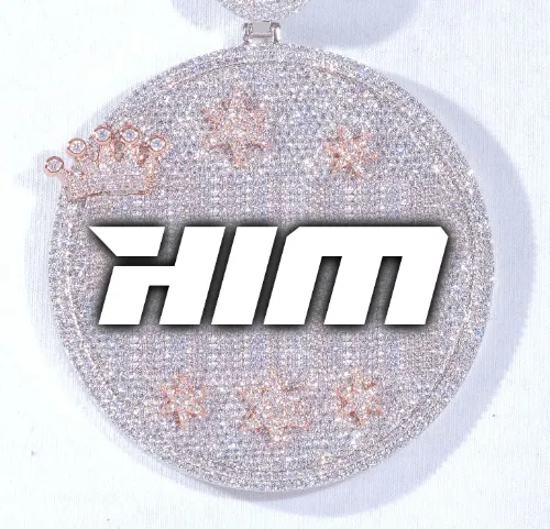 CUSTOM LETTER NECKLACE 3D BIG CROWN DISC sold by The GUU Shop