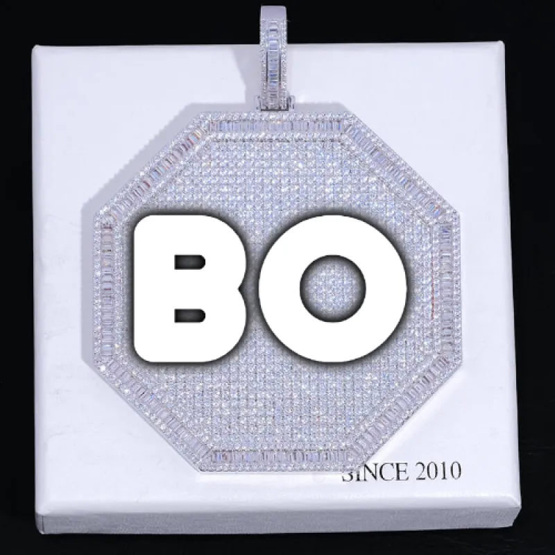 CUSTOM LETTER NECKLACE 3D BIG OCTAGON made by The GUU Shop
