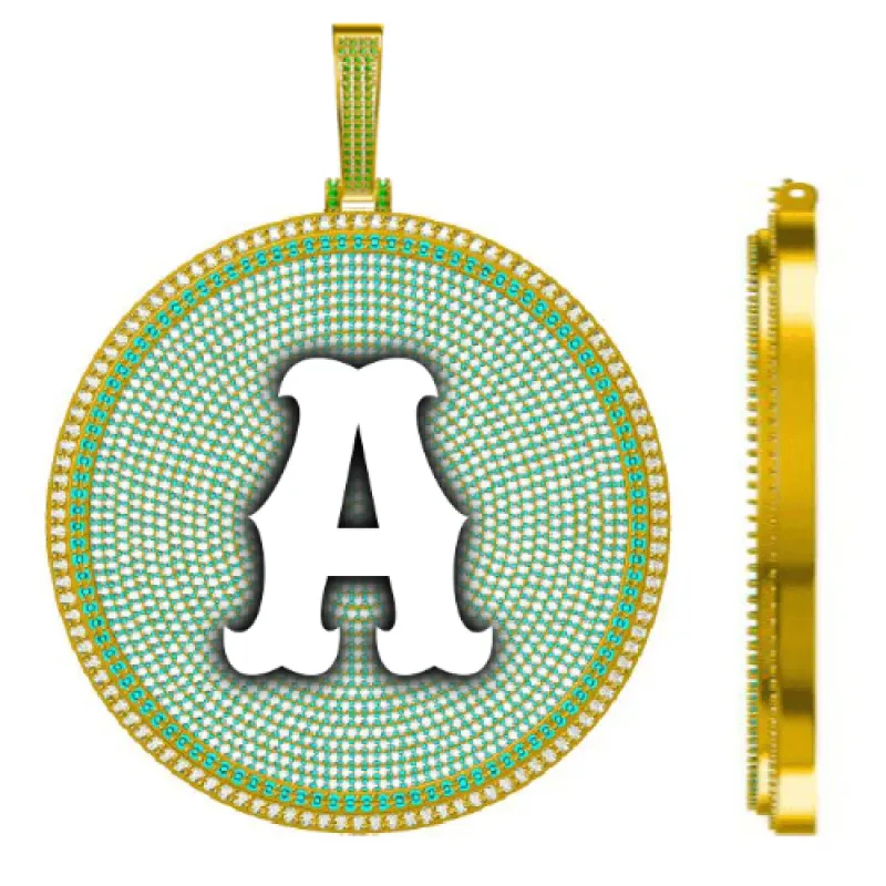 CUSTOM LETTER NECKLACE 3D BIG DISC made by The GUU Shop