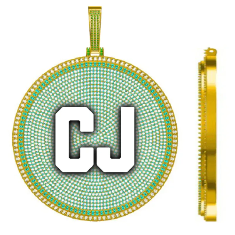 CUSTOM LETTER NECKLACE 3D BIG DISC made by The GUU Shop