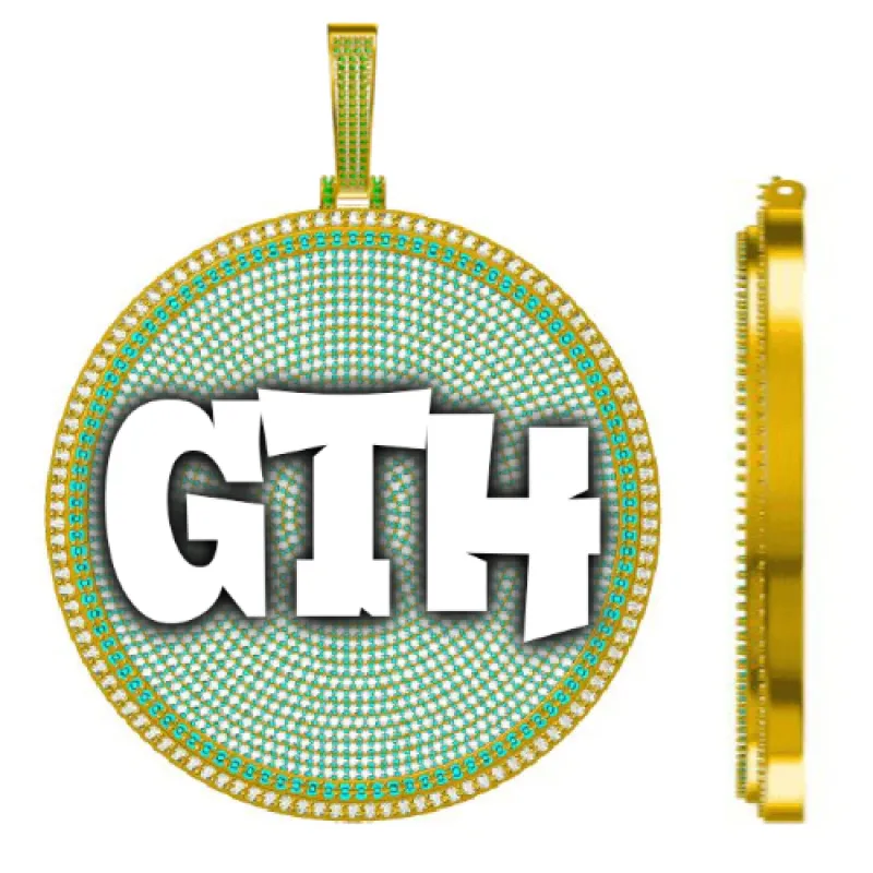 CUSTOM LETTER NECKLACE 3D BIG DISC made by The GUU Shop