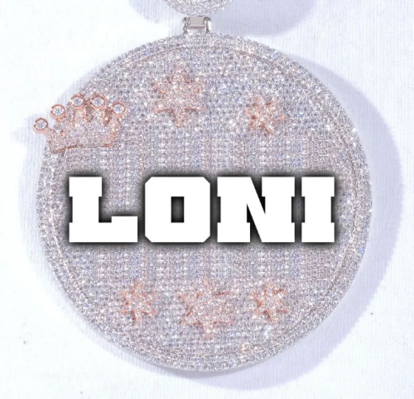 CUSTOM LETTER NECKLACE 3D BIG CROWN DISC made by The GUU Shop
