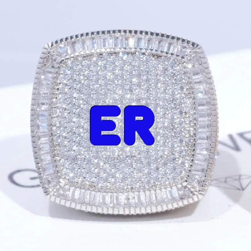 CUSTOM LETTER 3D ICED RING made by The GUU Shop