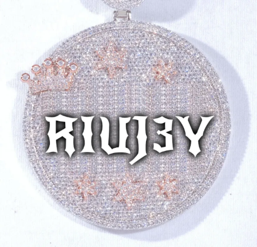 CUSTOM LETTER NECKLACE 3D BIG CROWN DISC made by The GUU Shop