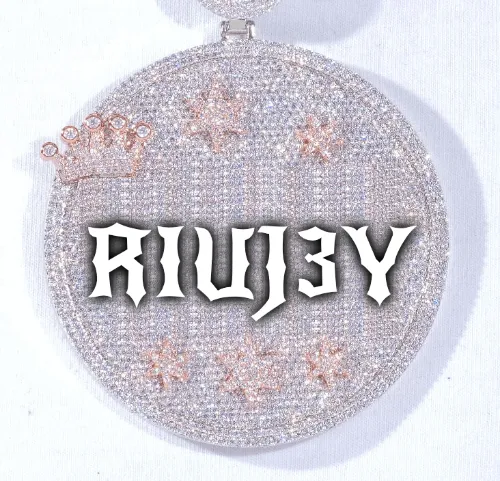 CUSTOM LETTER NECKLACE 3D BIG CROWN DISC sold by The GUU Shop