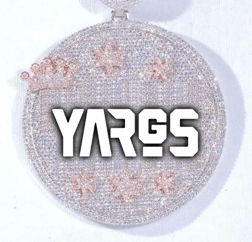 CUSTOM LETTER NECKLACE 3D BIG CROWN DISC sold by The GUU Shop