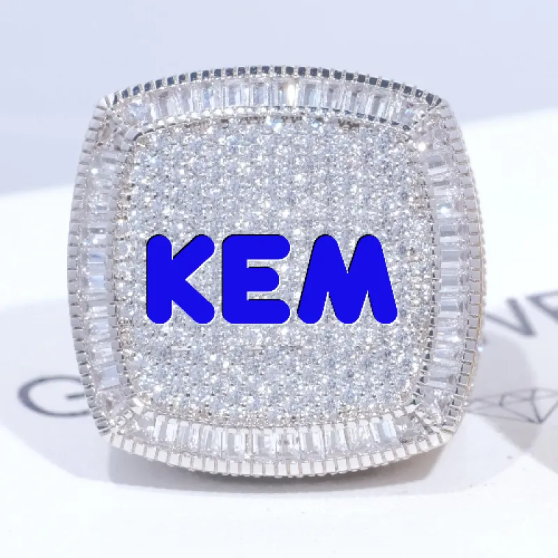 CUSTOM LETTER 3D ICED RING made by The GUU Shop