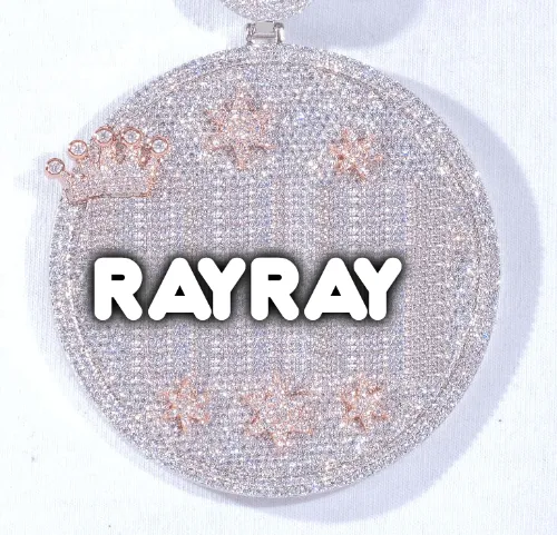 CUSTOM LETTER NECKLACE 3D BIG CROWN DISC sold by The GUU Shop