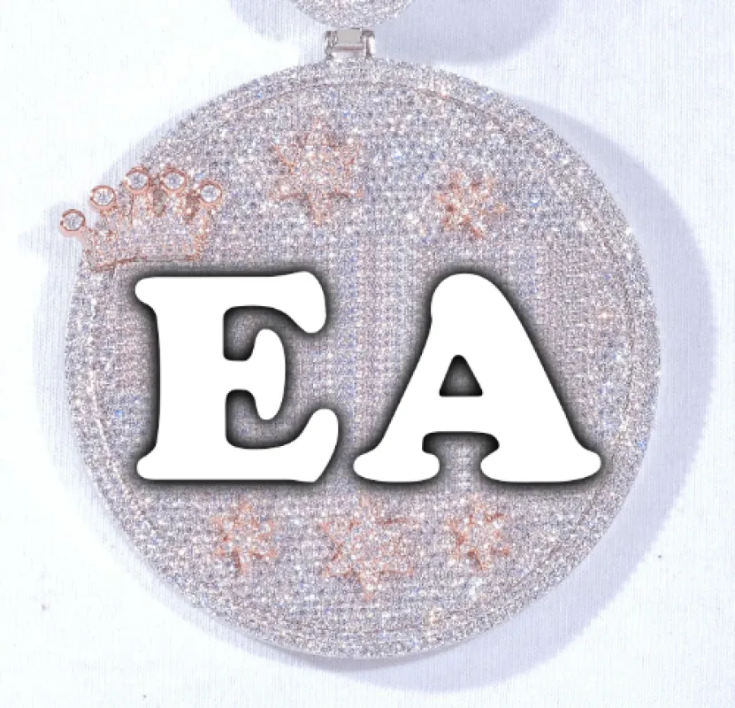 CUSTOM LETTER NECKLACE 3D BIG CROWN DISC made by The GUU Shop