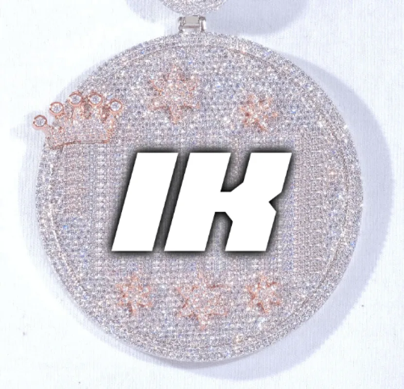 CUSTOM LETTER NECKLACE 3D BIG CROWN DISC made by The GUU Shop