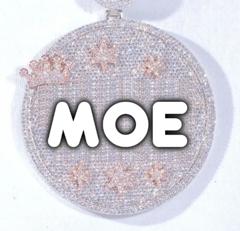 CUSTOM LETTER NECKLACE 3D BIG CROWN DISC made by The GUU Shop