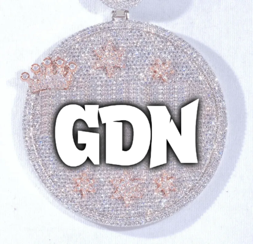 CUSTOM LETTER NECKLACE 3D BIG CROWN DISC made by The GUU Shop