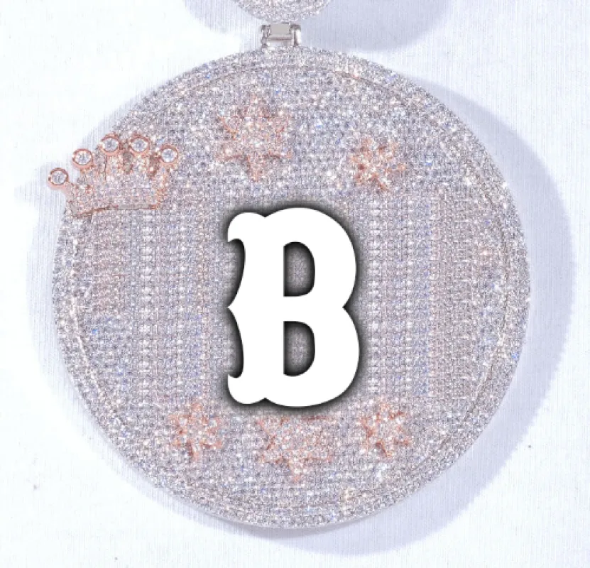 CUSTOM LETTER NECKLACE 3D BIG CROWN DISC made by The GUU Shop