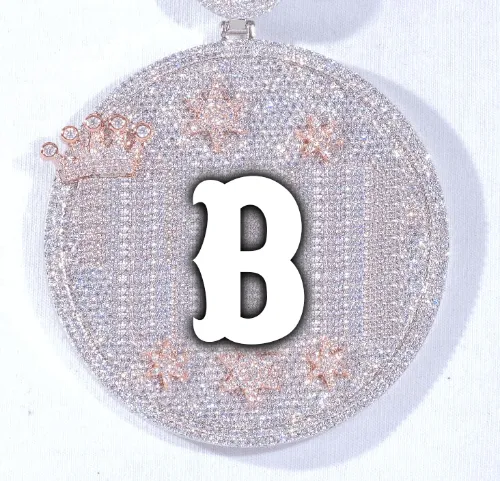 CUSTOM LETTER NECKLACE 3D BIG CROWN DISC sold by The GUU Shop