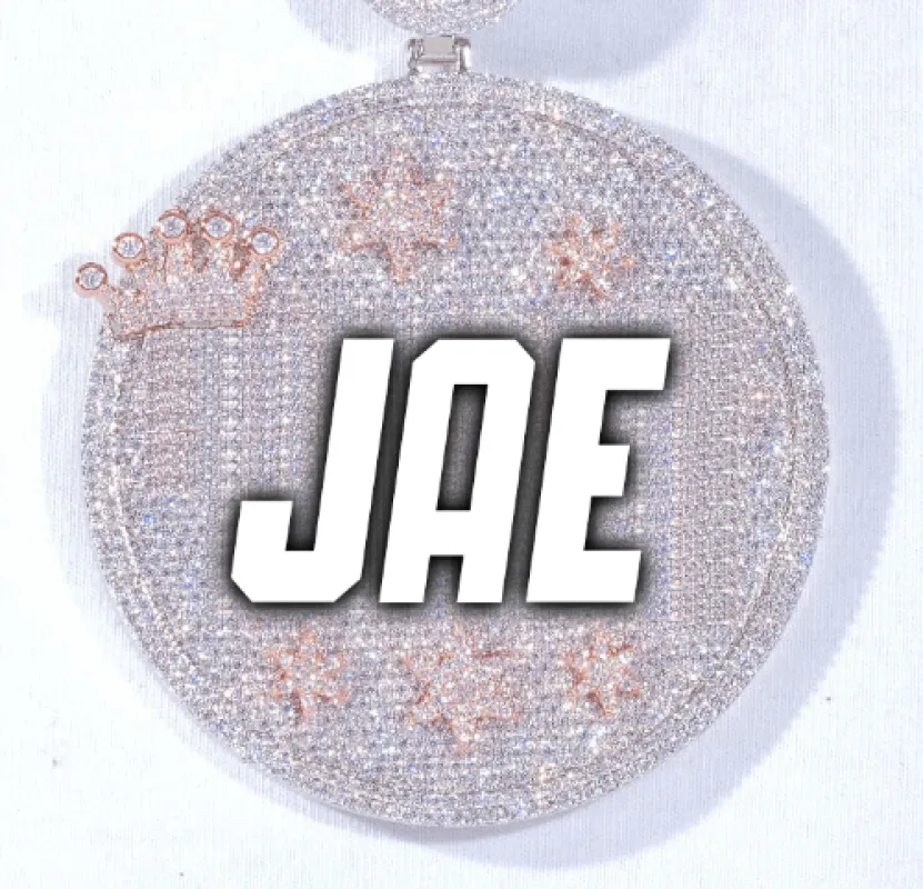 CUSTOM LETTER NECKLACE 3D BIG CROWN DISC made by The GUU Shop