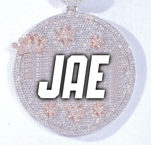 CUSTOM LETTER NECKLACE 3D BIG CROWN DISC sold by The GUU Shop