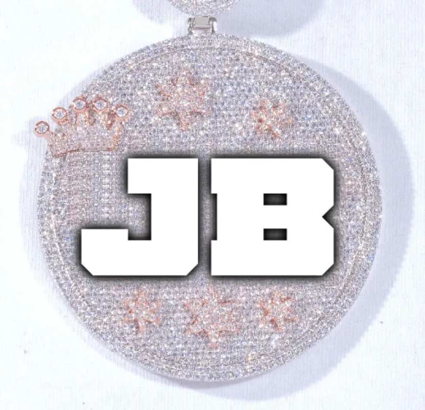 CUSTOM LETTER NECKLACE 3D BIG CROWN DISC made by The GUU Shop